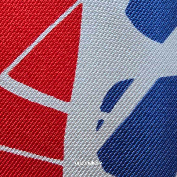 Nina Ricci Silk Twill Square Scarf Hand-rolled Red White Blue Heart - Picture 5 of 7